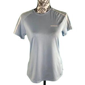 Adidas Baby Blue Mesh Back Slit Short Sleeve Active Tshirt Top XS